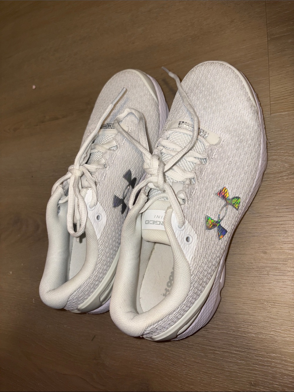Under Armour White Athletic Sneakers with Multicolor Logo Accent